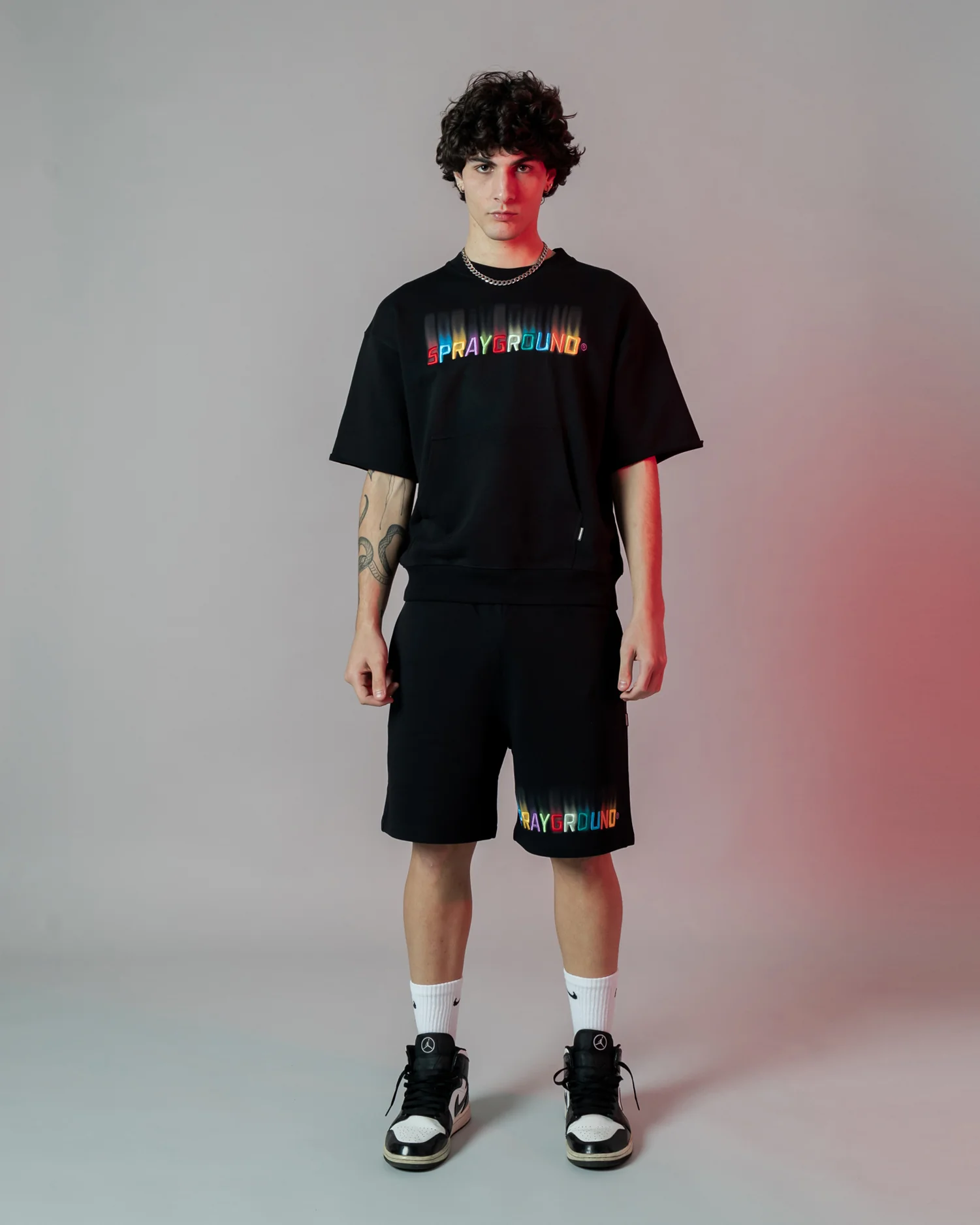 Shaded Embroidery French Terry T-shirt Blk - Image 6